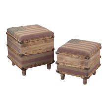 National Wooden Storage Ottoman - Set of Two