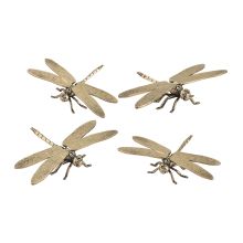 Hand Forged Gold Dragonfly Sculptures - Set of Four