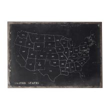 36 Inch x 48 Inch Chalk Outline Map of USA on Black Canvas