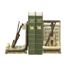 Pair of Violin and Music Bookends