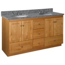Simplicity 60" Double Free Standing Vanity Cabinet Only - Less Vanity Top