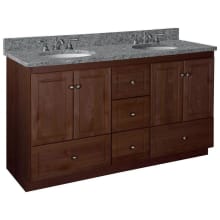 Simplicity 60" Double Free Standing Vanity Cabinet Only - Less Vanity Top