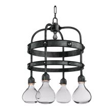 Napa 4 Light 26" Wide Integrated LED Multi Light Pendant with Glass Shades and Crystal Accents