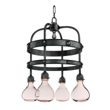 Napa 4 Light 26" Wide Integrated LED Multi Light Pendant with Glass Shades and Crystal Accents