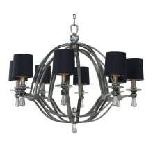 Triomphe 8 Light 38" Wide Chandelier with Silk Shades and Crystal Accents