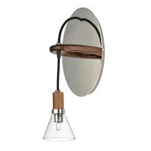 Scan Single Light 16" Tall Wall Sconce with Walnut Accents