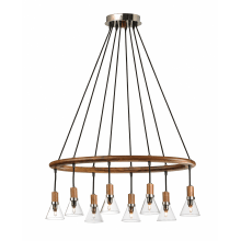 Scan 8 Light 14-3/4" Wide Multi Light Pendant with Walnut Accents