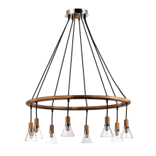 Scan 8 Light 32-1/4" Wide Multi Light Pendant with Walnut Accents