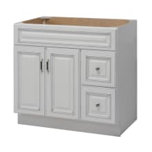 Riley 36" Single Free Standing Vanity Cabinet Only with Double Doors and Right Hand Drawers - Less Vanity Top