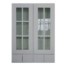 Grayson 30" Wide x 42" Wall Cabinet with Glass Doors, Soft Close Hinges and 4 Drawers
