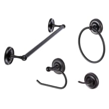 Pinedale 4 Piece Bathroom Package with 30" Towel Bar, Robe Hook, Towel Ring, and Toilet Paper Holder