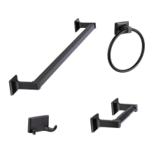 Basic Bath 4 Piece Bathroom Package with 30" Towel Bar, Robe Hook, Towel Ring, and Toilet Paper Holder