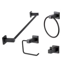 Baden 4 Piece Bathroom Package with 30" Towel Bar, Robe Hook, Towel Ring, and Toilet Paper Holder