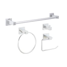Baden 4 Piece Bathroom Package with 30" Towel Bar, Robe Hook, Towel Ring, and Toilet Paper Holder