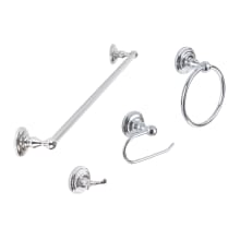 Boulder 4 Piece Bathroom Package with 30" Towel Bar, Robe Hook, Towel Ring, and Toilet Paper Holder