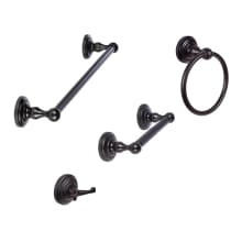 Boulder 4 Piece Bathroom Package with 30" Towel Bar, Robe Hook, Towel Ring, and Toilet Paper Holder