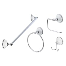 Brighton 4 Piece Bathroom Package with 30" Towel Bar, Robe Hook, Towel Ring, and Toilet Paper Holder
