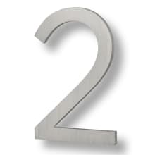 6" Inch Tall Brushed Aluminum Floating House Number 2