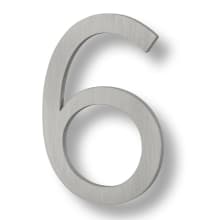 6" Inch Tall Brushed Aluminum Floating House Number 6