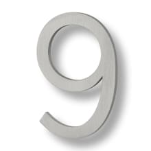 6 Inch Tall Brushed Aluminum Floating House Number 9