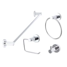 Lugano 4 Piece Bathroom Package with 30" Towel Bar, Robe Hook, Towel Ring, and Toilet Paper Holder