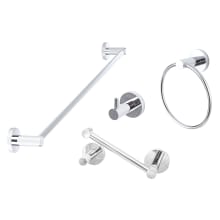 Lugano 4 Piece Bathroom Package with 30" Towel Bar, Robe Hook, Towel Ring, and Toilet Paper Holder