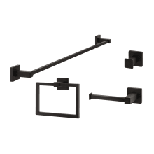 Vlora 4 Piece Bathroom Package with 30" Towel Bar, Robe Hook, Towel Ring, and Toilet Paper Holder