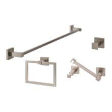 Vlora 4 Piece Bathroom Package with 30" Towel Bar, Robe Hook, Towel Ring, and Toilet Paper Holder