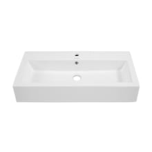 Plaisir 31-1/2" Rectangular Vessel Ceramic Bathroom Sink with 1 Faucet Hole and Overflow