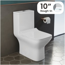 Carre 1.1 GPF Dual Flush One Piece Elongated Toilet with Push Button Flush - Seat Included