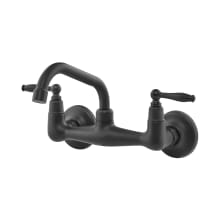 Loire 1.2 GPM Wall Mounted Bridge Bathroom Faucet with Dual Lever Handles and Ceramic Disc Valve