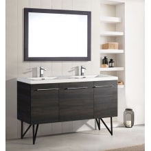 Annecy 59" Free Standing Double Basin Vanity Set with MDF Cabinet and Cultured Marble Vanity Top