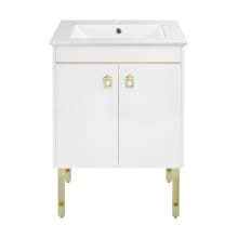 Lumiere 24" Free Standing Single Basin Vanity Set with Cabinet and Ceramic Vanity Top