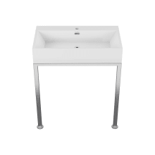 29-1/2" Rectangular Ceramic Console Bathroom Sink with Overflow and Single Faucet Hole