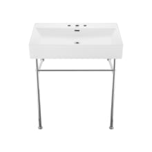 Claire 29-3/4" Rectangular Ceramic Console Bathroom Sink with Overflow and 3 Faucet Holes At 4" Centers