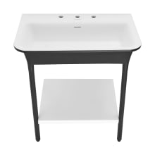 Ivy 25-1/2" Rectangular Solid Surface Console Bathroom Sink with Overflow and 3 Faucet Holes At 8" Centers