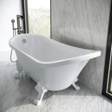 Cache 63" Free Standing Acrylic Clawfoot Tub with Right Drain, and Overflow
