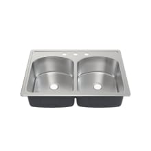 Ouvert 33" Drop In Double Basin Stainless Steel Kitchen Sink