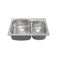 Ouvert 33" Drop In Double Basin Stainless Steel Kitchen Sink