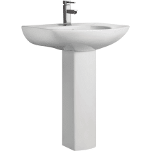 Chateau 25-5/8" Circular Ceramic Pedestal Bathroom Sink with Overflow and Single Faucet Hole
