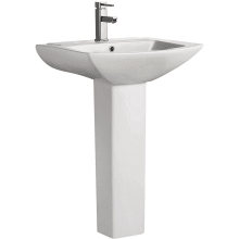 Sublime 24-7/16" Rectangular Pedestal Ceramic Bathroom Sink with Single Faucet Hole and Overflow - Pedestal Included