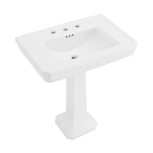 Voltaire 66-3/4" Square Ceramic Pedestal Bathroom Sink with Overflow and 3 Faucet Holes At 8" Centers