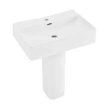 Concorde 23-5/8" Square Ceramic Pedestal Bathroom Sink with Overflow and Single Faucet Hole