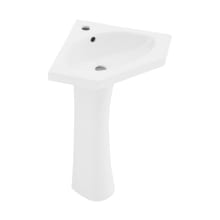 St. Tropez 22-1/4" Corner Ceramic Pedestal Bathroom Sink with Overflow and Single Faucet Hole