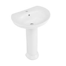 Santorini 39-7/8" Circular Ceramic Pedestal Bathroom Sink with Overflow and Single Faucet Hole