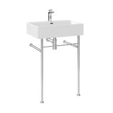 Claire 16-1/2" Square Ceramic, Stainless Steel Console Bathroom Sink