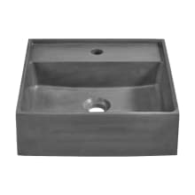 Lisse 24" Rectangular Concrete Vessel Bathroom Sink with Single Faucet Hole and Center Drain