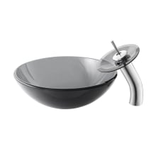 Cascade 16-9/16" Glass Vessel Bathroom Sink with 1.2 GPM Deck Mounted Bathroom Faucet