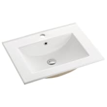 24" Rectangular Ceramic Vanity Top Sink with Single Faucet Hole