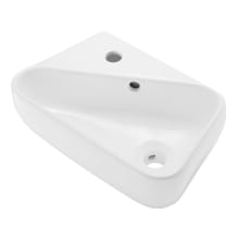 Plaisir 18" Rectangular Ceramic Wall Mounted Bathroom Sink with Overflow and 1 Faucet Hole